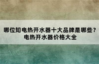 哪位知电热开水器十大品牌是哪些？ 电热开水器价格大全